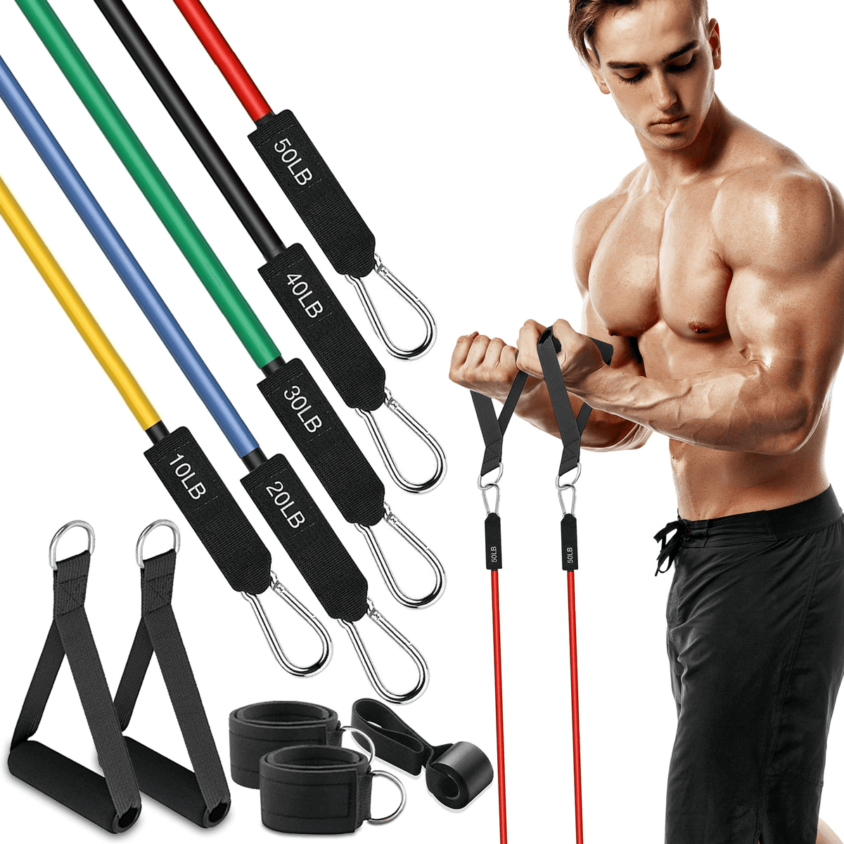 XGear Fitness 11-Piece Exercise Resistance Band Set with Handles