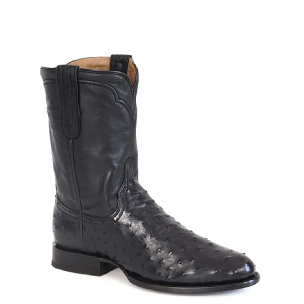 Stetson Austin (Black) - Men's Ostrich Cowboy Boot