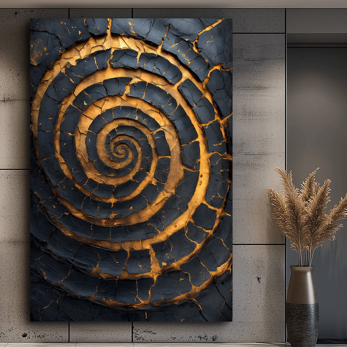Black and Gold Spiral Wall Art