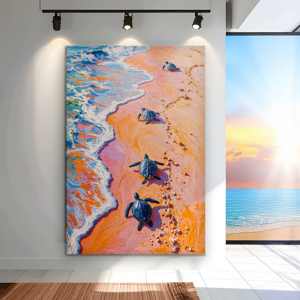 Turtles' Journey To The Sea Wall Art