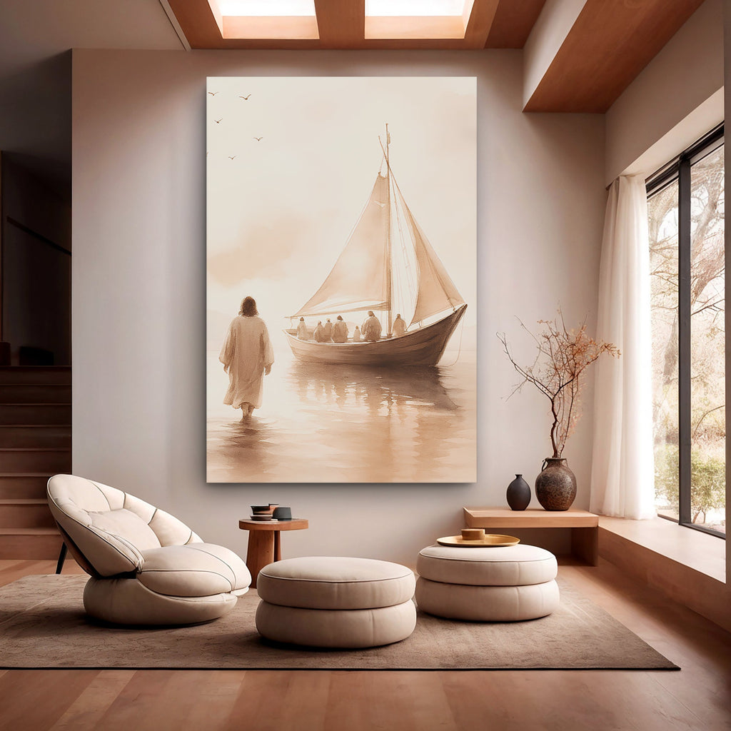 Jesus Christ Walking On Water Faith Wall Art VIII