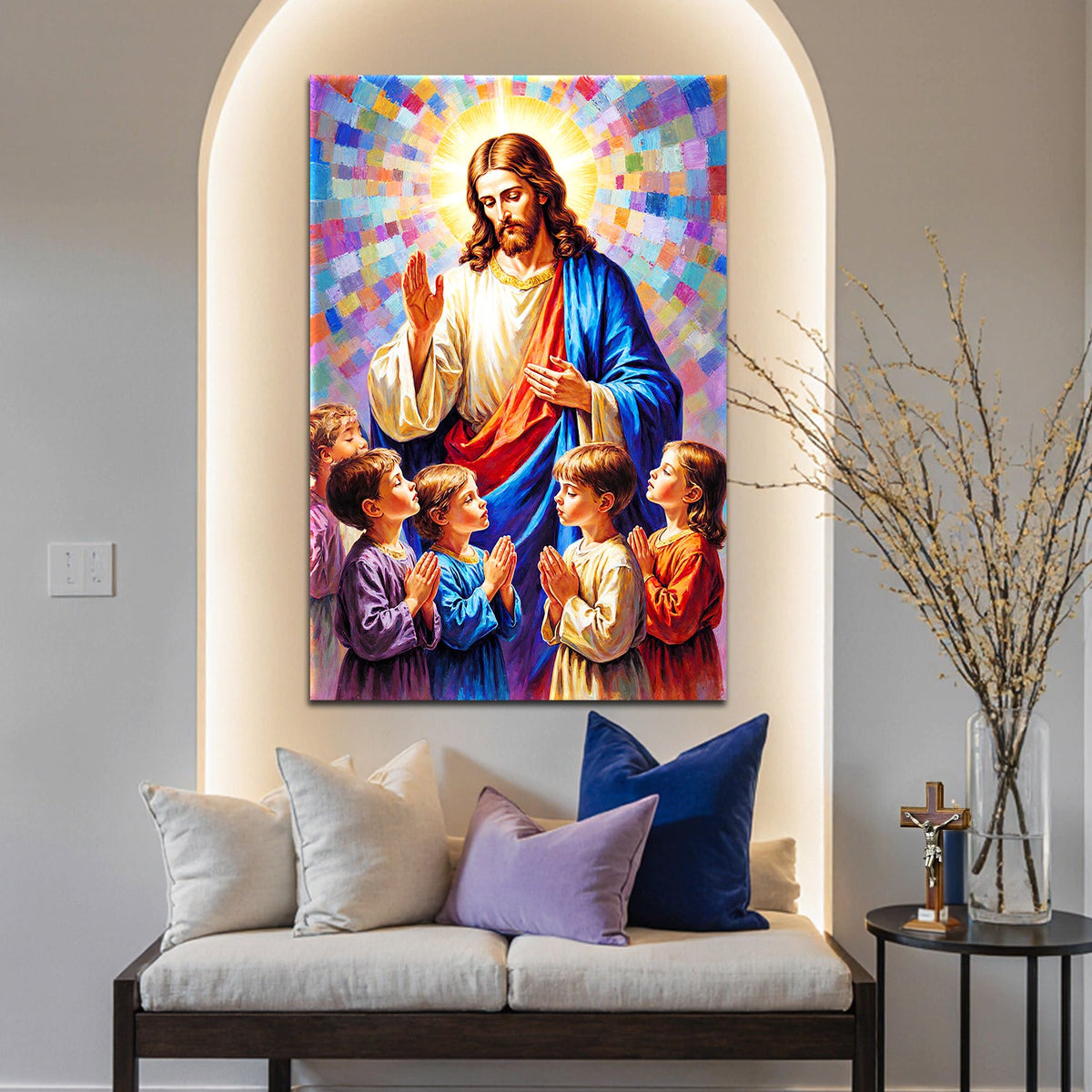 Jesus Praying With Kids Faith Wall Art