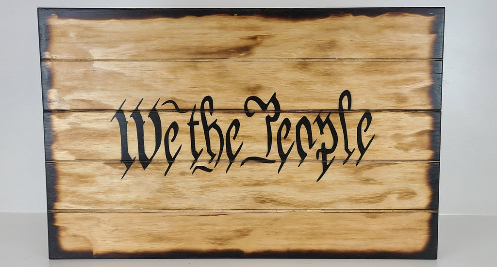 "We The People" Hidden Gun Storage Sign Charred