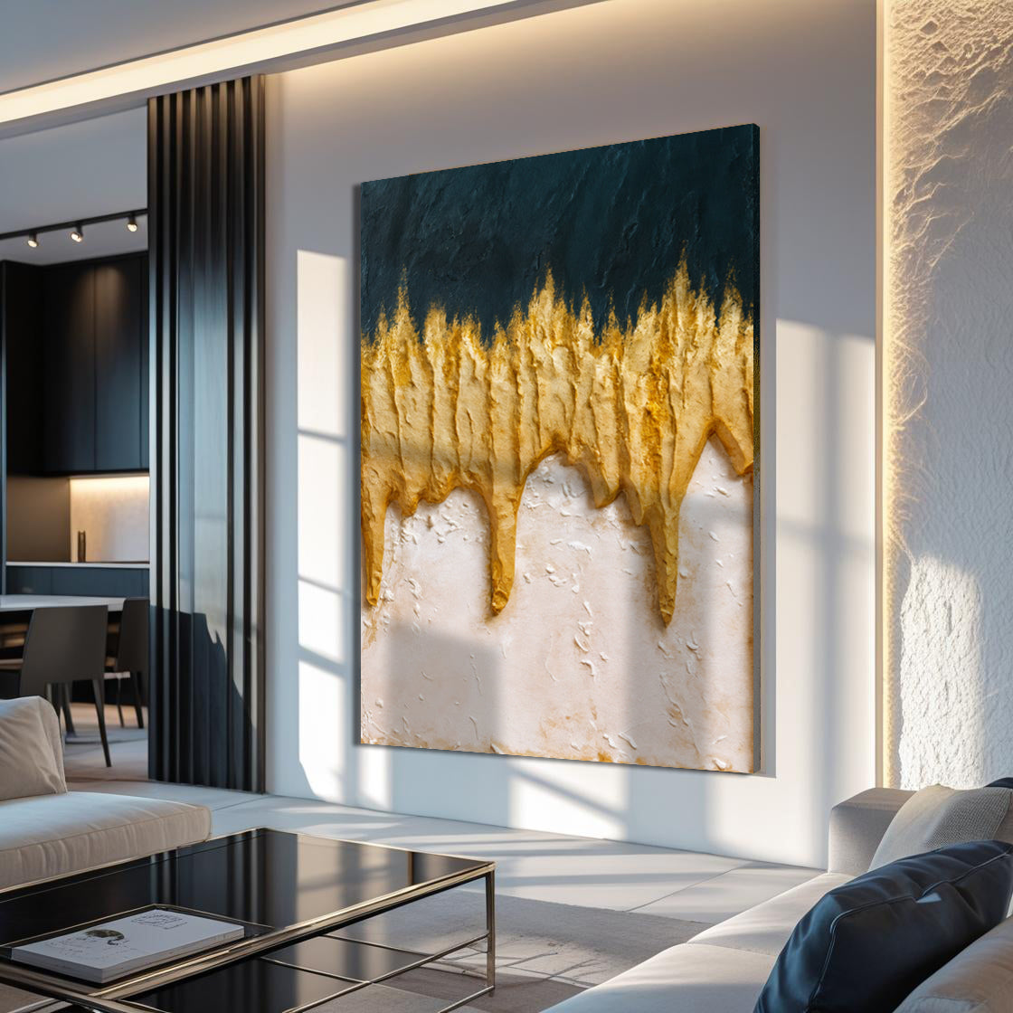 Abstract Blue And Gold Wall Art