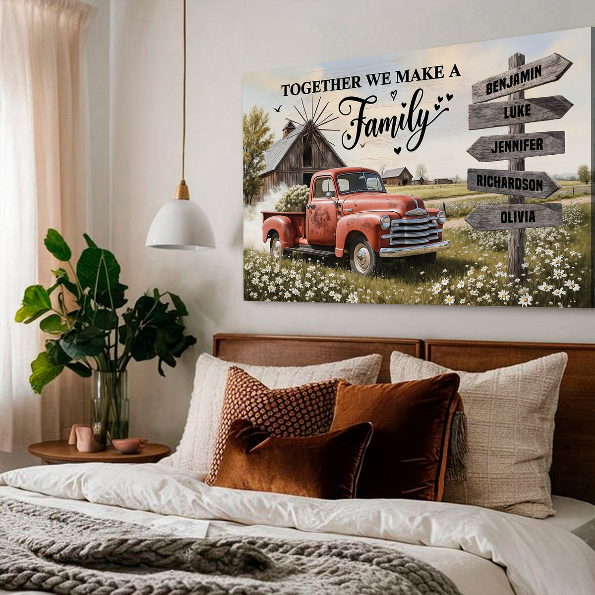 Personalized Family Farmhouse Old Truck Wall Art