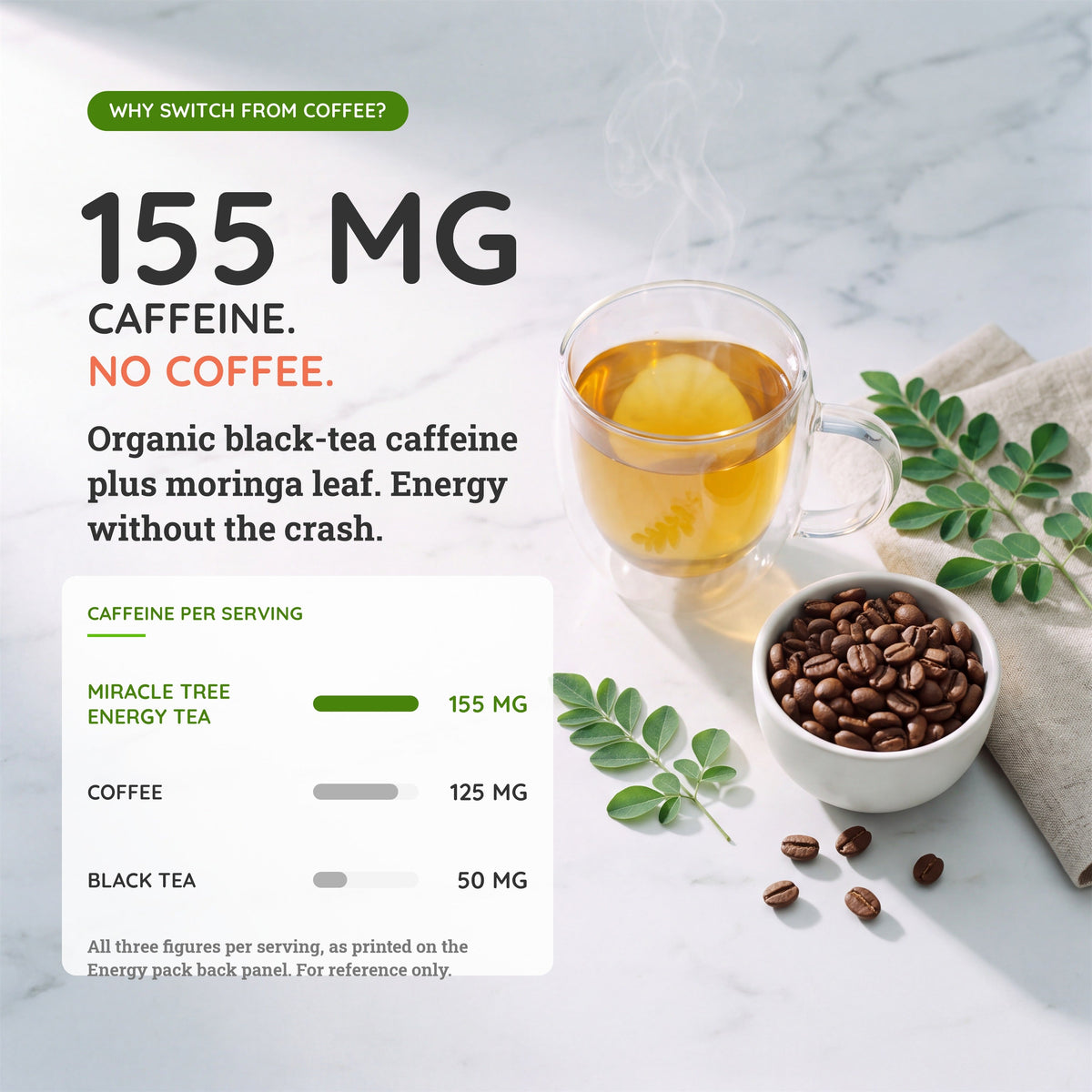 Organic Moringa Energy Tea - Grape Vanilla - Natural Coffee Alternative