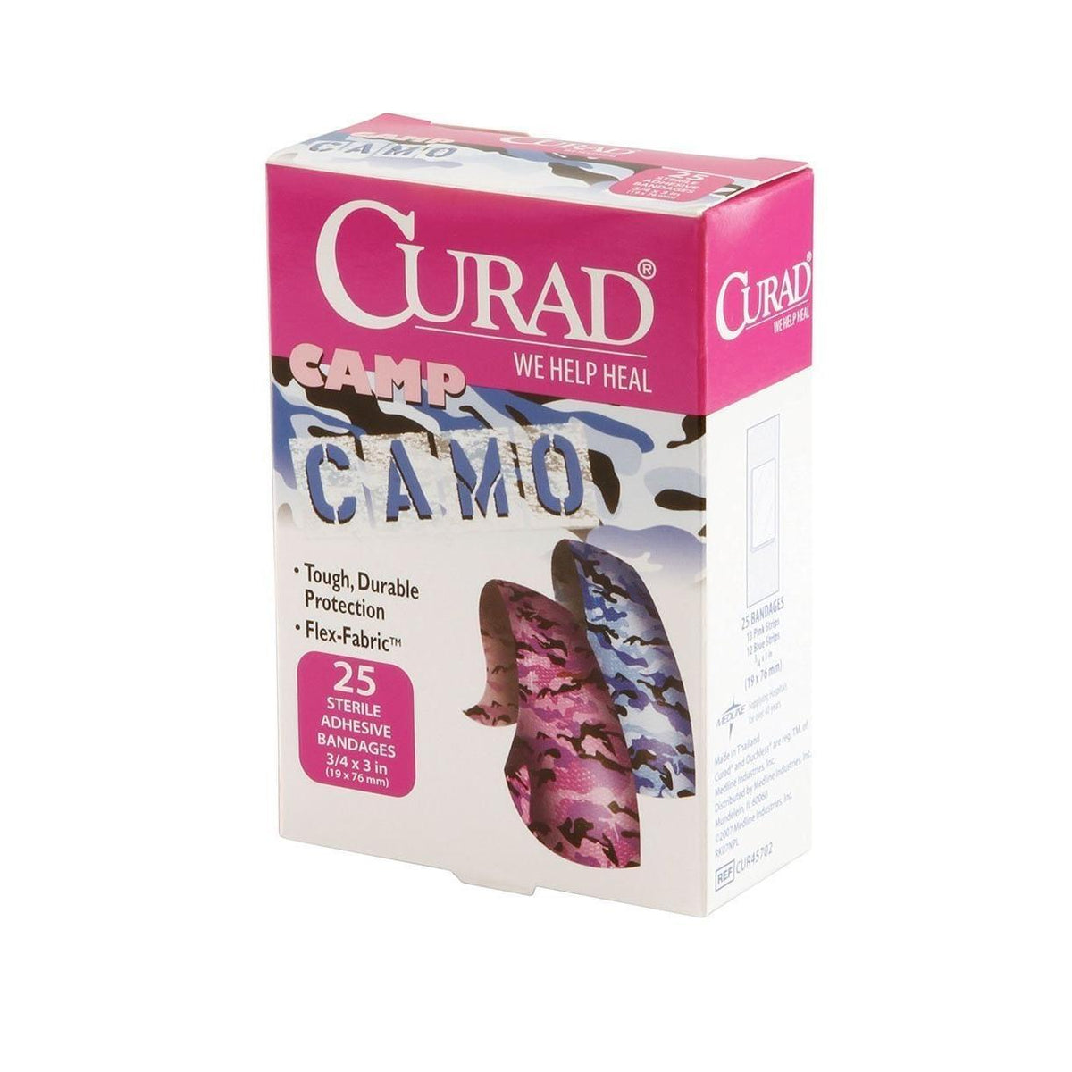 Curad® Camp Camo Camouflage Pink/Blue Adhesive Bandage, 3/4" x 3", 25-Pack