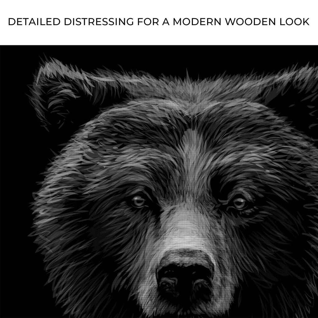 Animals Forest Bear Monochrome Canvas Wall Art