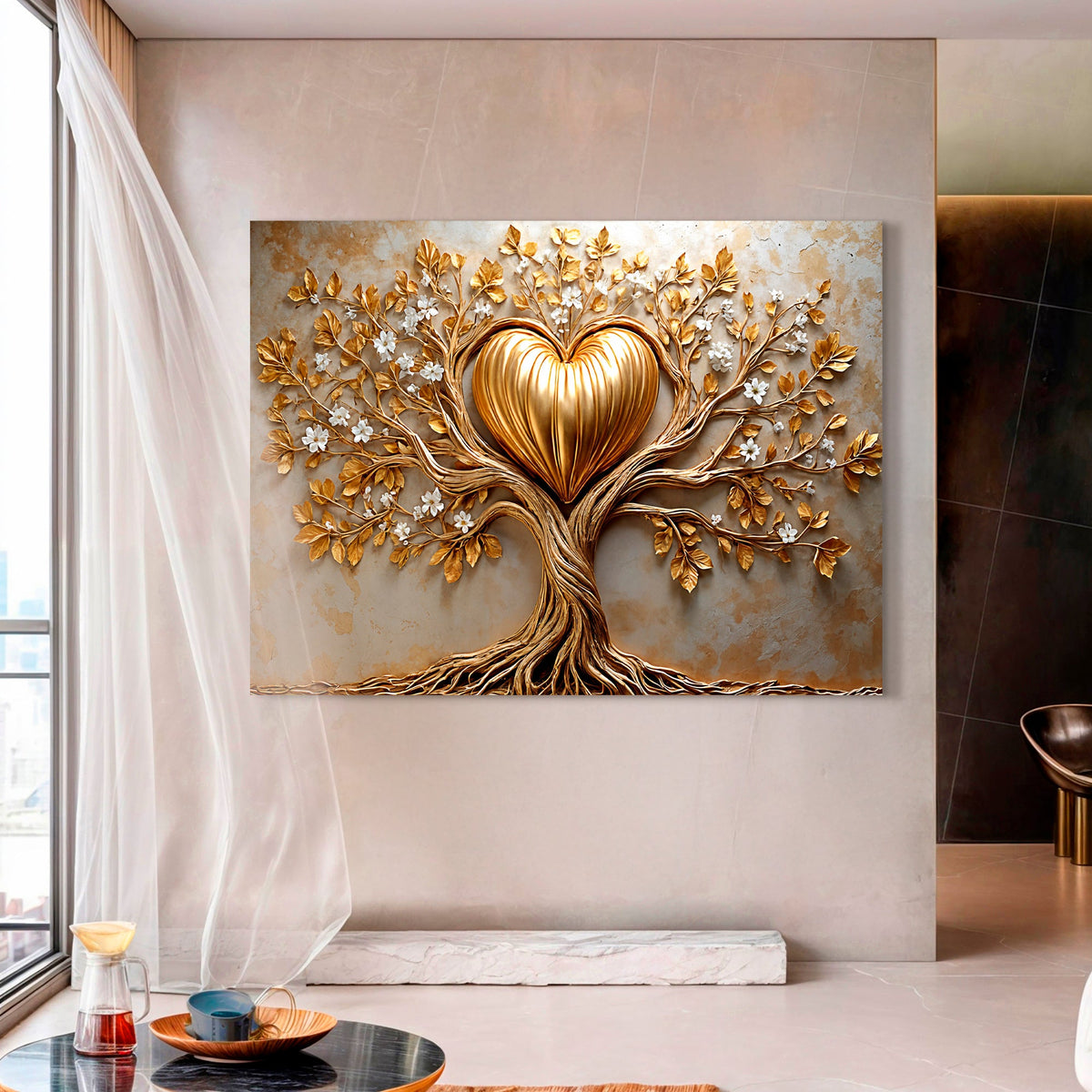 Golden Tree Heart Wall Art