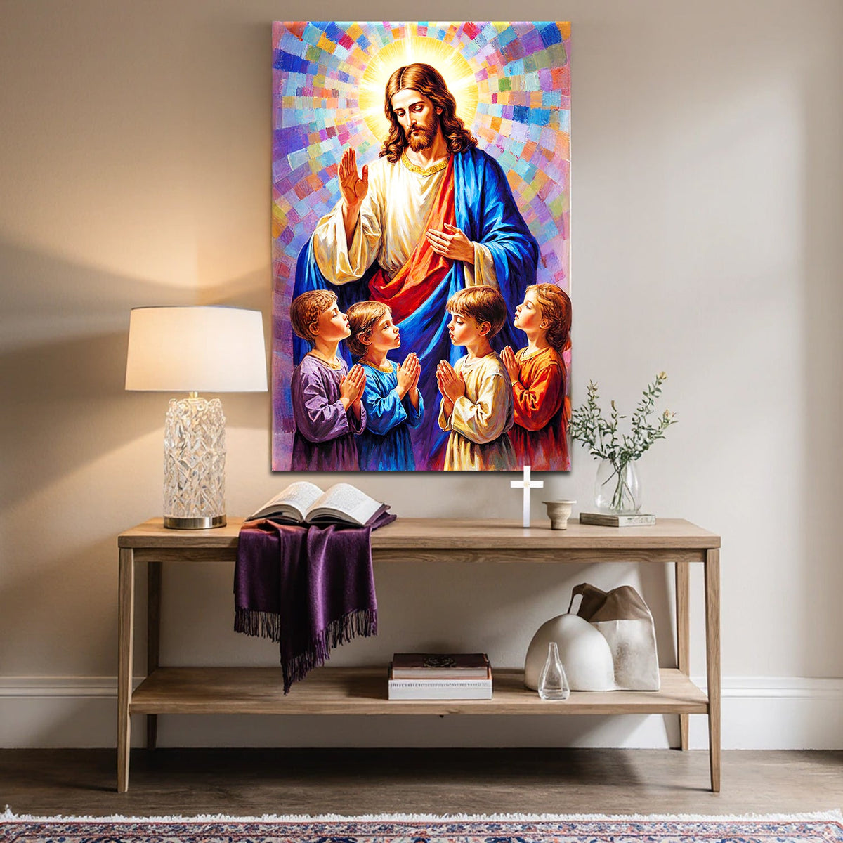 Jesus Praying With Kids Faith Wall Art