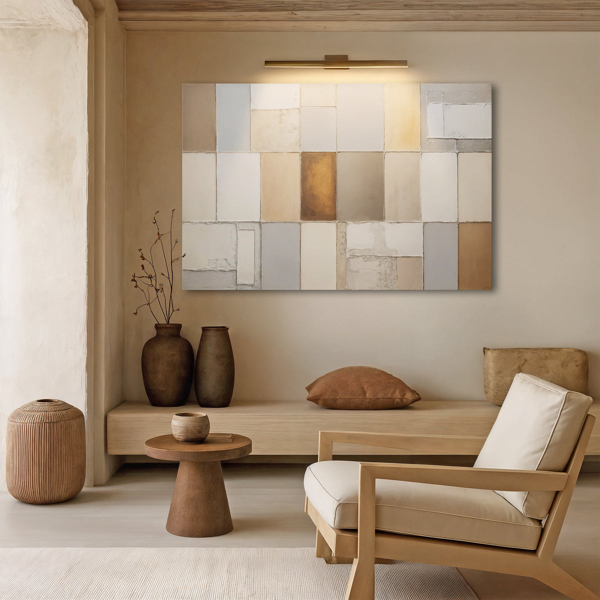 Earth Tones Patchwork Geometric Wall Art