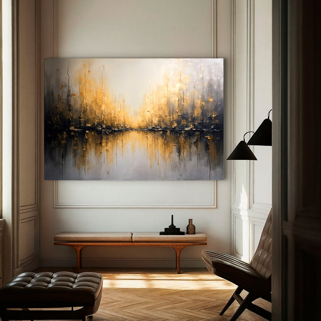 Golden Reflections Abstract Wall Art