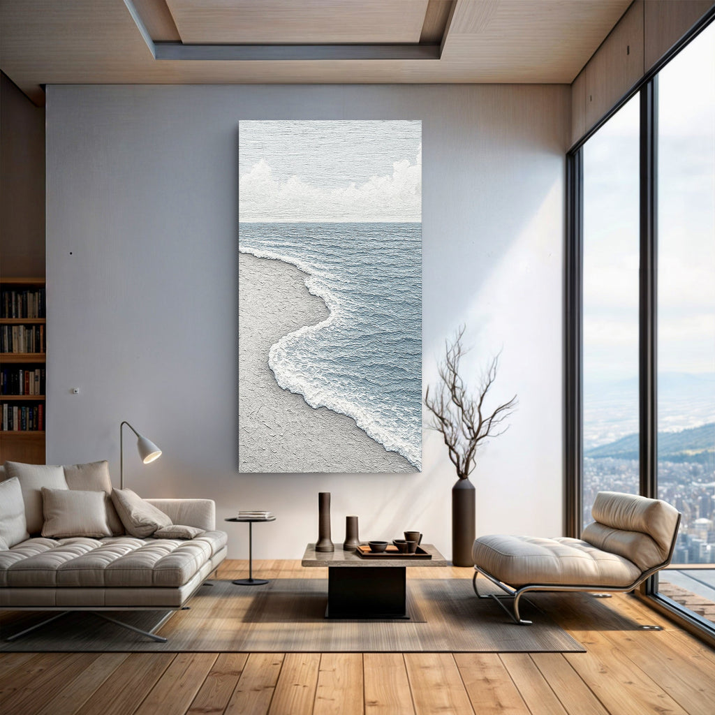 White Waves Abstract Wall Art