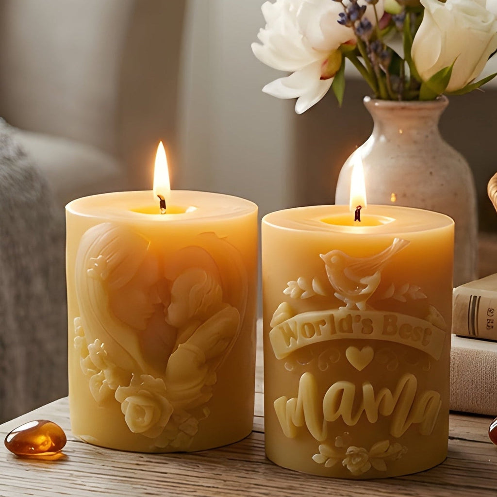 Worlds Best Mama Beeswax Candle