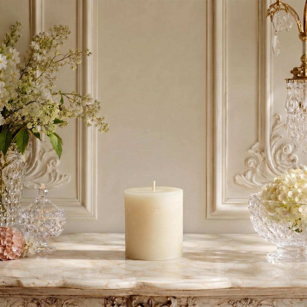 3x3 Inch White Beeswax Pillar Candle