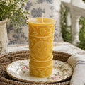 Luxury French Country Floral Pillar Candle