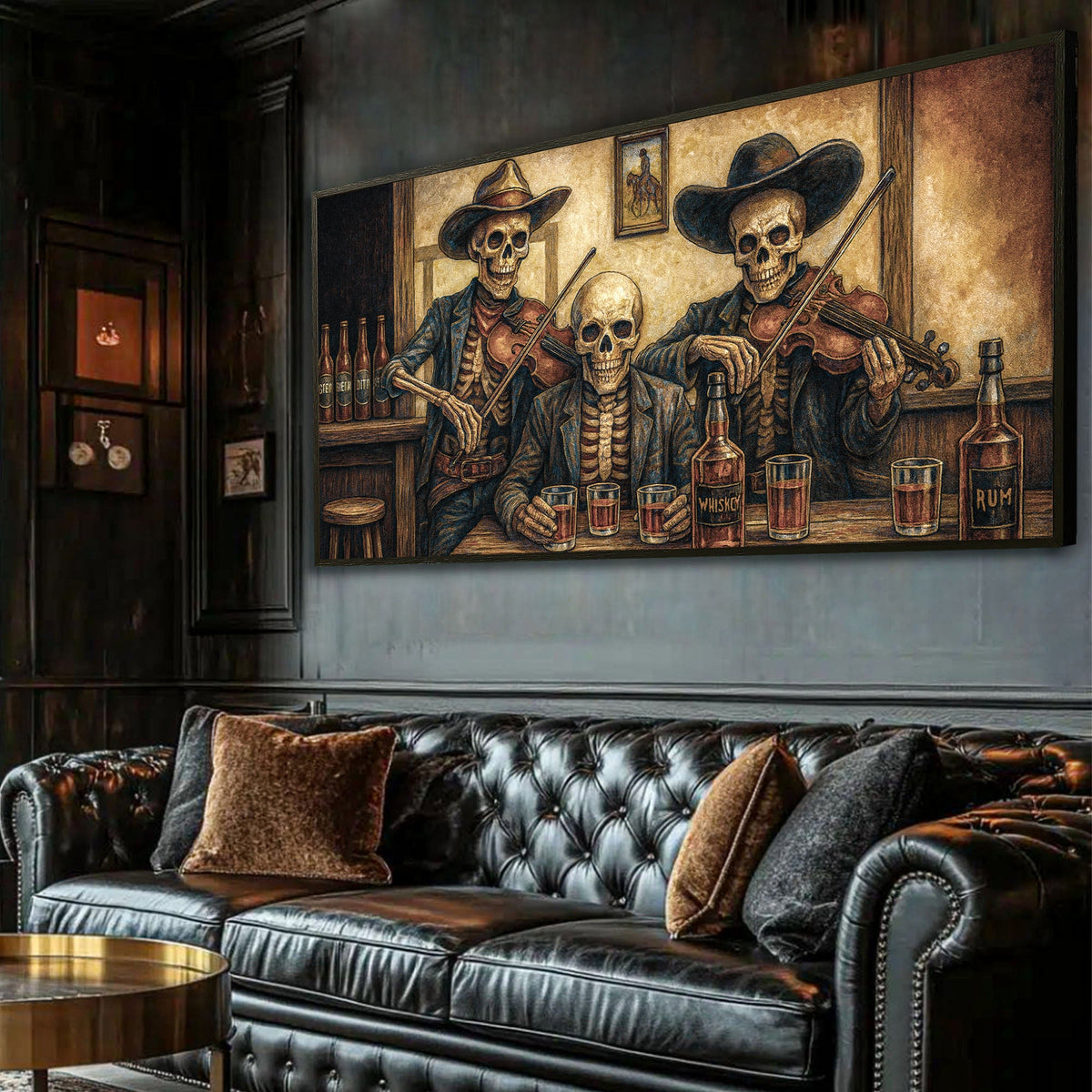 Cowboy Skeletons Western Bar Wall Art