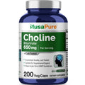 NusaPure Choline Bitartrate - Suitable for Vegetarian/Vegan, Non - GMO - 650 mg 200 Capsules