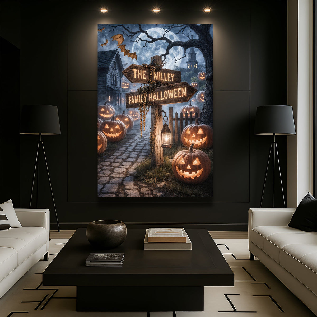 Personalized Family Name Street Sign Halloween Wall Art