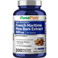 NusaPure French Maritime Pine Bark Extract 400mg per Veggie Caps 200-Day Supply Bioperine Non-GMO Vegan