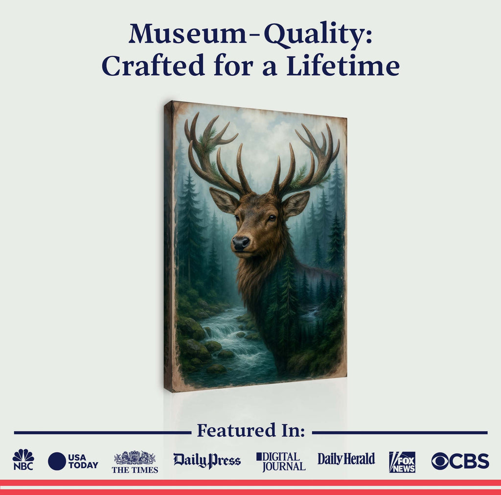 Misty Stag Double Exposure Wall Art
