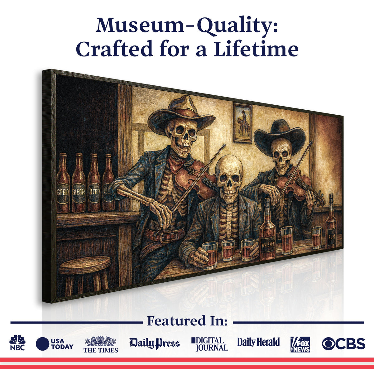 Cowboy Skeletons Western Bar Wall Art