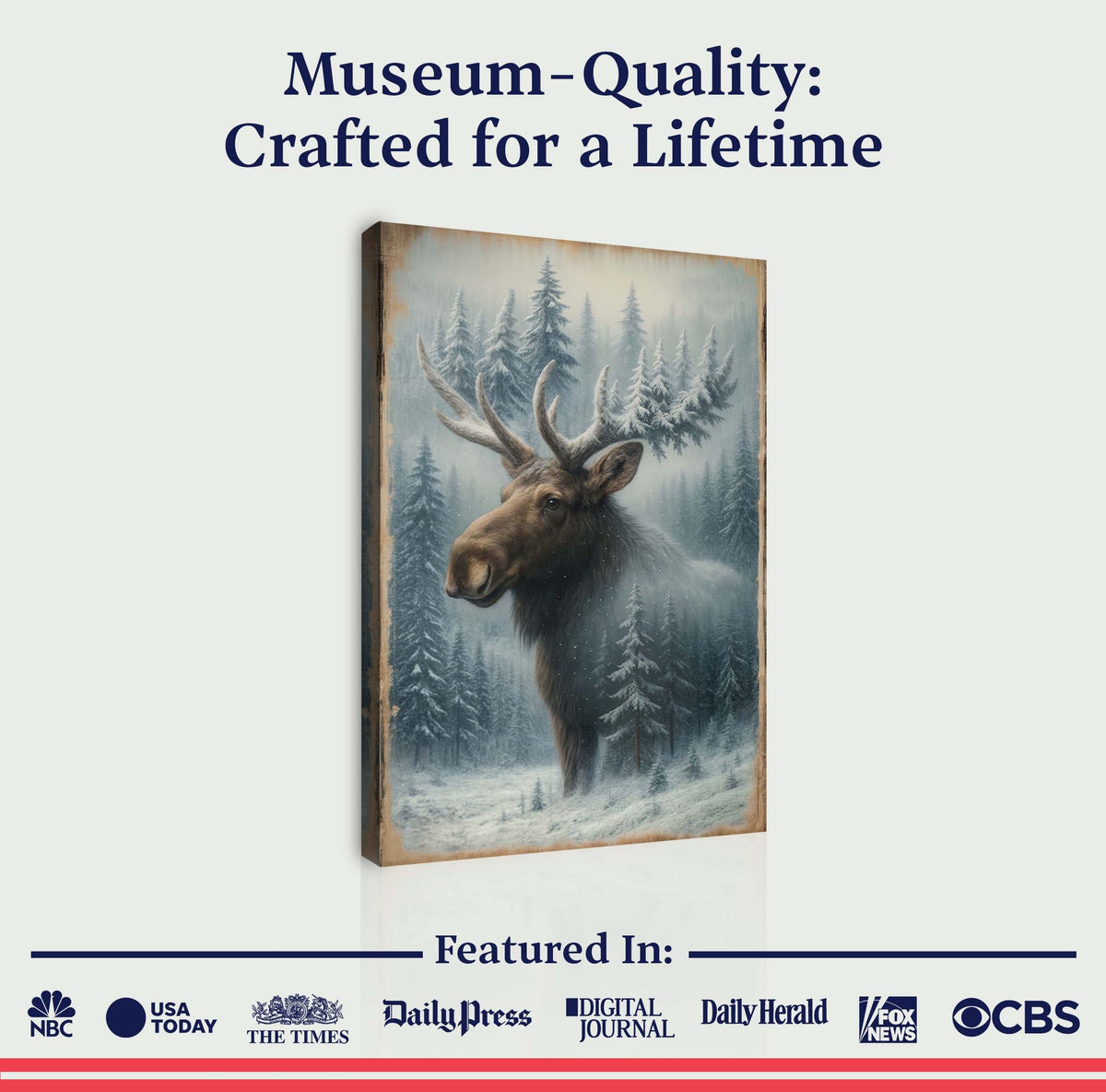 Snowy Forest Moose Double Exposure Wall Art