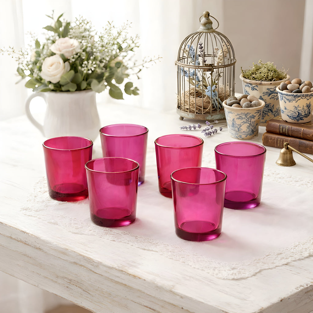 Pink Glass Votive Candle Holder