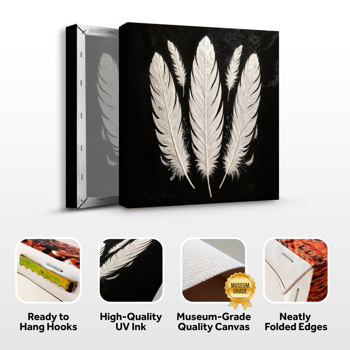 Minimalist Monochrome Feather Wall Art