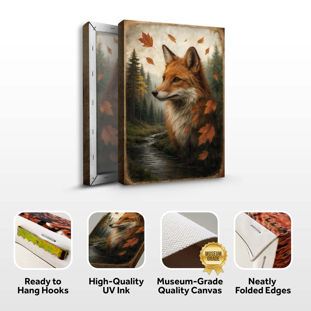 Autumn Fox Double Exposure Wall Art