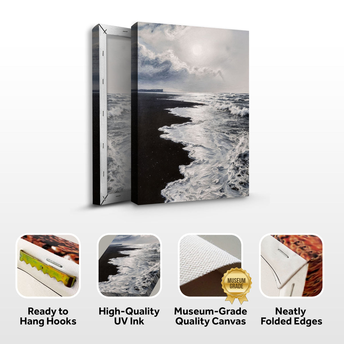 Black & White Waves Abstract  Wall Art