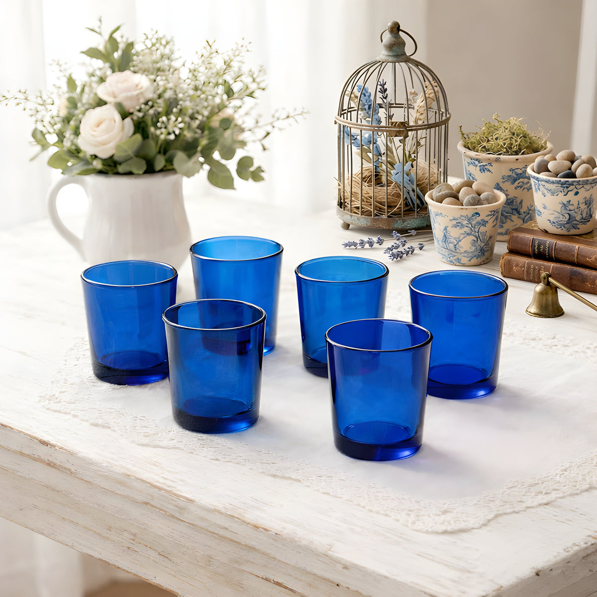 Blue Glass Votive Candle Holder