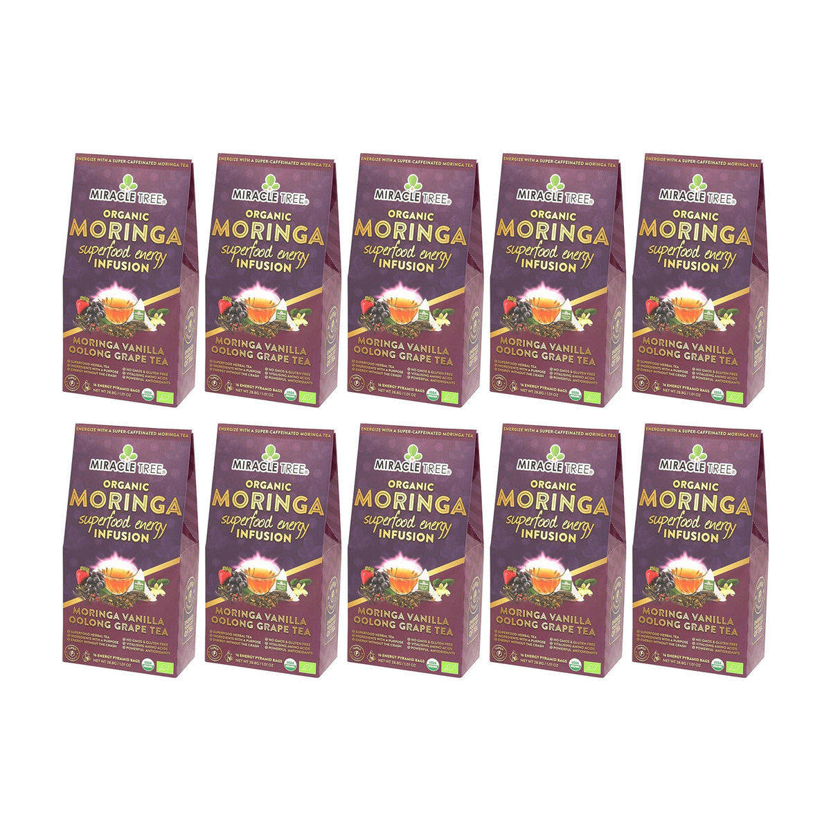Organic Moringa Energy Tea - Grape Vanilla - Natural Coffee Alternative