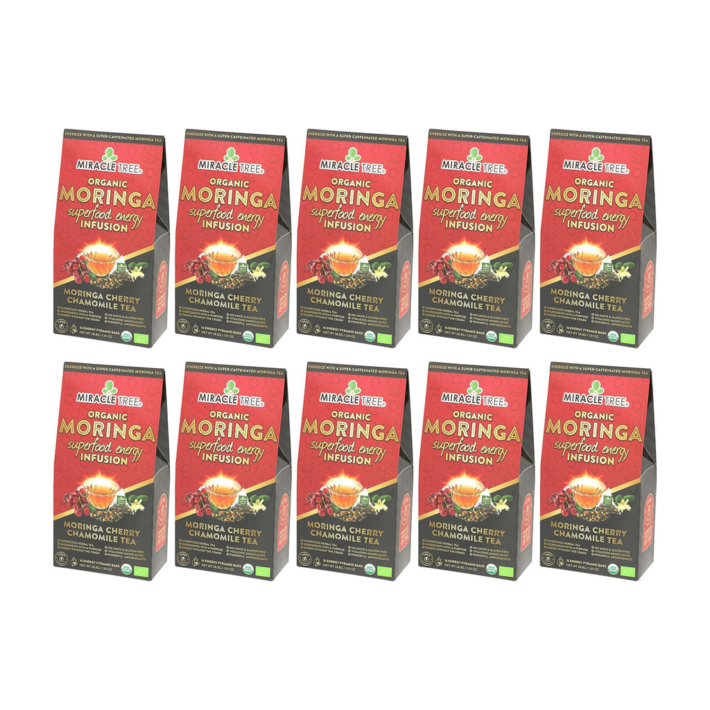 Organic Moringa Energy Tea - Cherry Chamomile - Natural Coffee Alternative