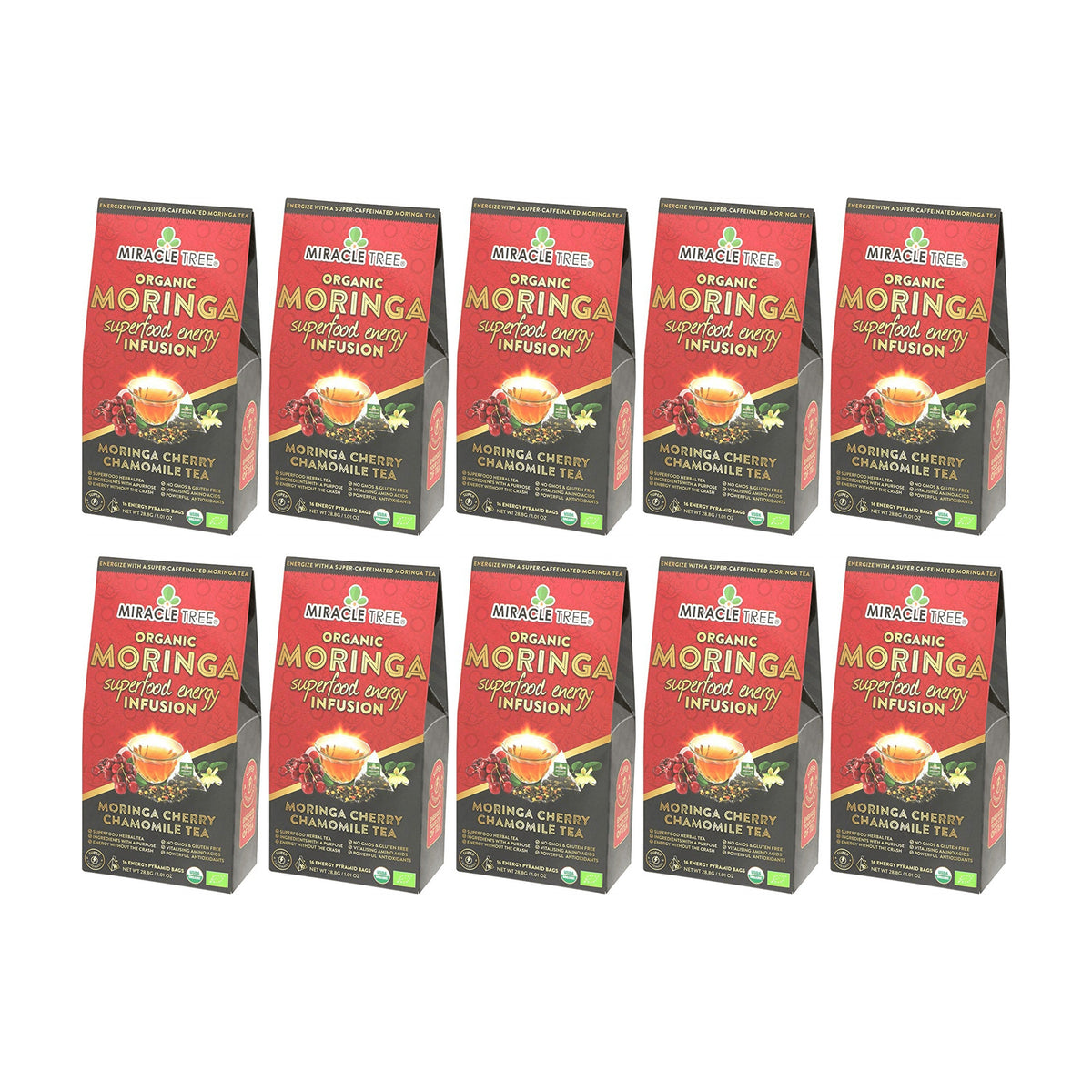 Organic Moringa Energy Tea - Cherry Chamomile - Natural Coffee Alternative