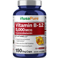 NusaPure Vitamin B12-5000 MCG 150 Veggie Capsules (Non-GMO, Vegan) - Max Strength Vitamin B12