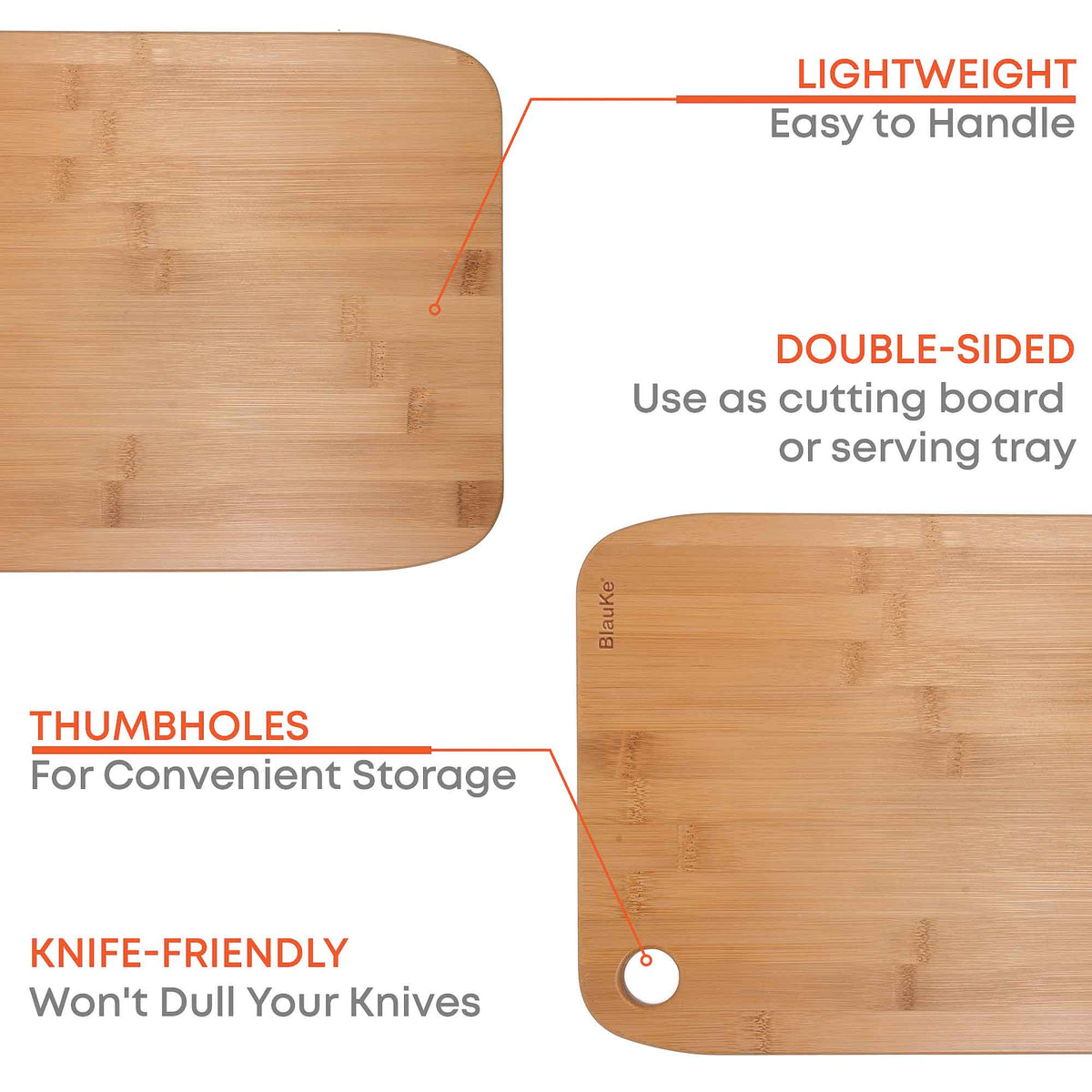 Wooden Cutting Boards for Kitchen - Bamboo Chopping Board Set of 3