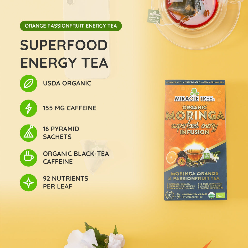 Organic Moringa Energy Tea - Orange Passionfruit - Natural Coffee Alternative