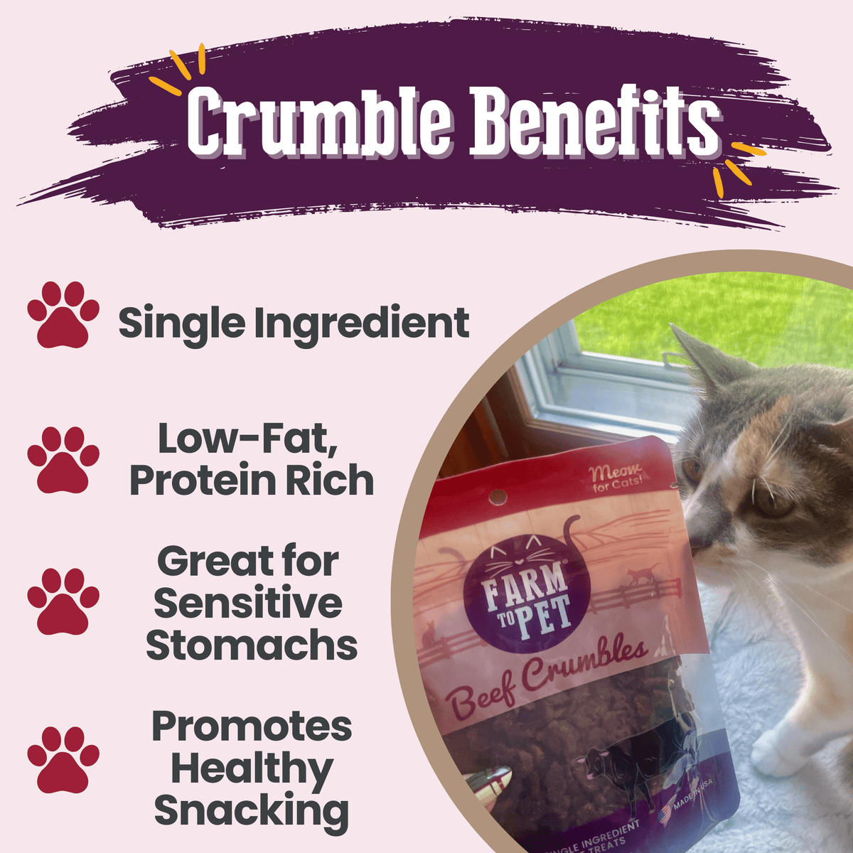 Beef Crumbles Cat Treats | High Protein Treats for Cats