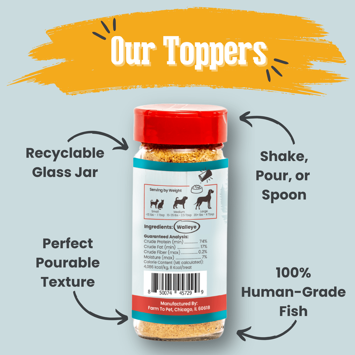 Treat Topper Fish Dog Food Topper | Low-Fat Meal Topper for Pets