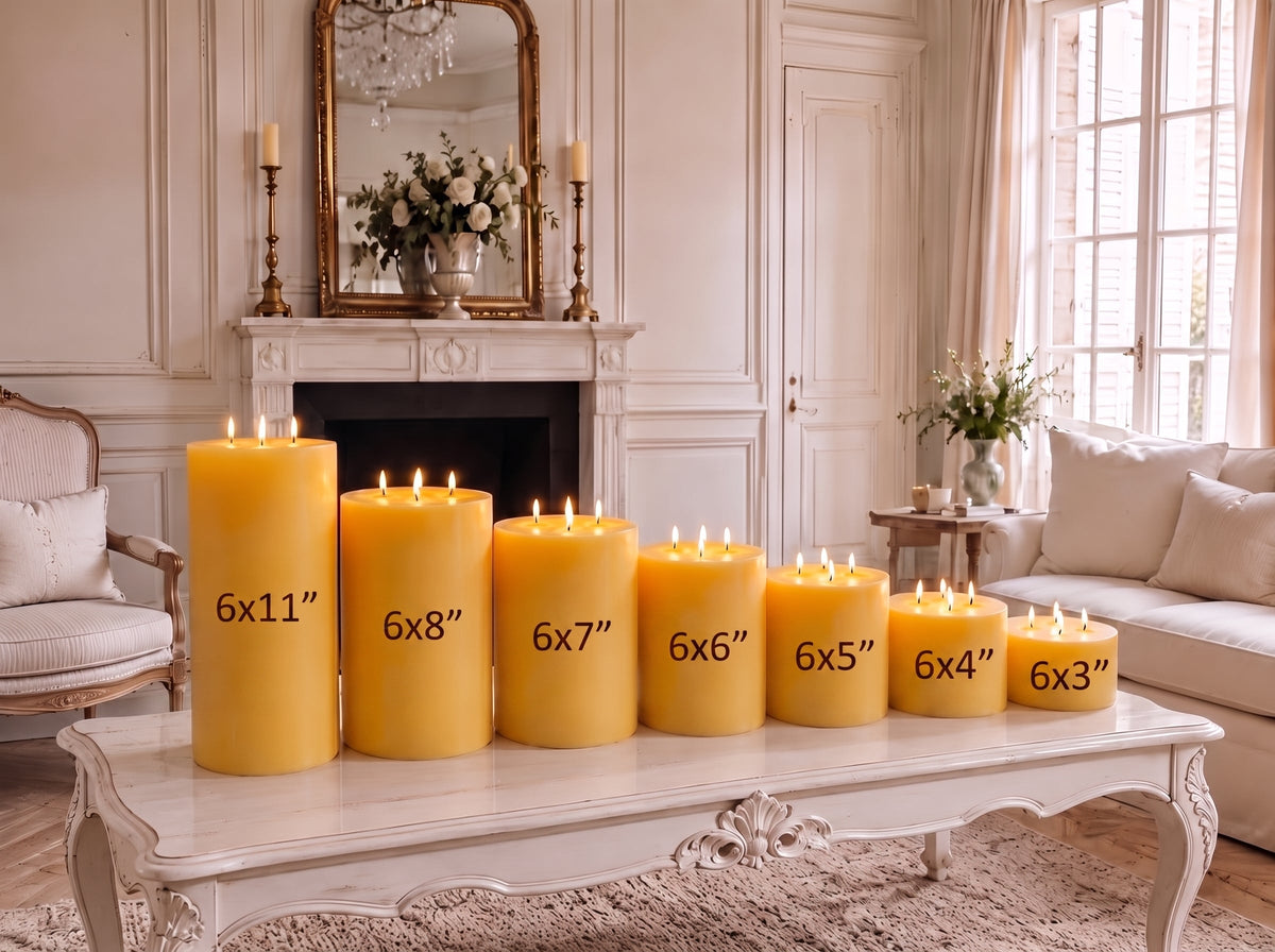 6x11" Yellow Beeswax Pillar Candle