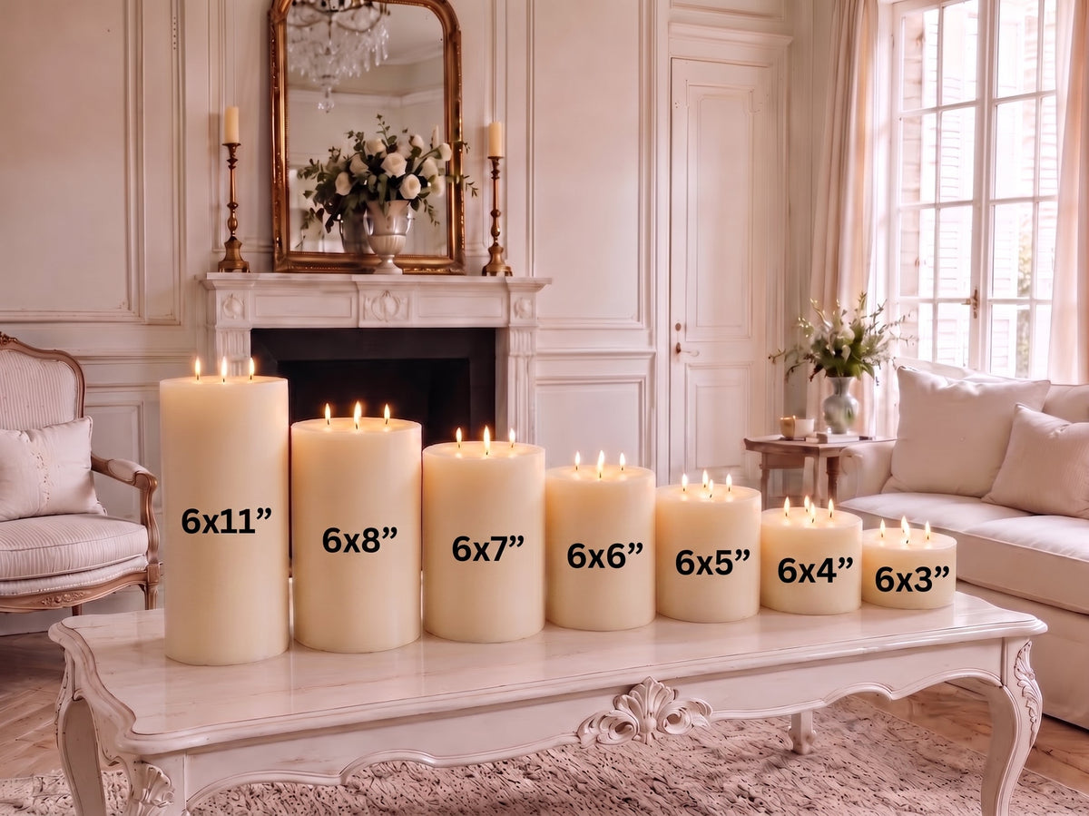 6x9" White Beeswax Pillar Candle