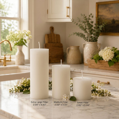 2 Inch White Beeswax Pillar Candle Set