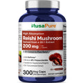 Reishi Mushroom, Non-GMO, Vegan, 200mg, 300 Veg Capsules - 300 Servings