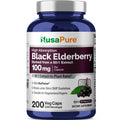 NusaPure Black Elderberry 50:1 Extract, 100 mg per Veggie Capsules, 200 Count (Vegan, Non-GMO, Bioperine) Dietary Supplement