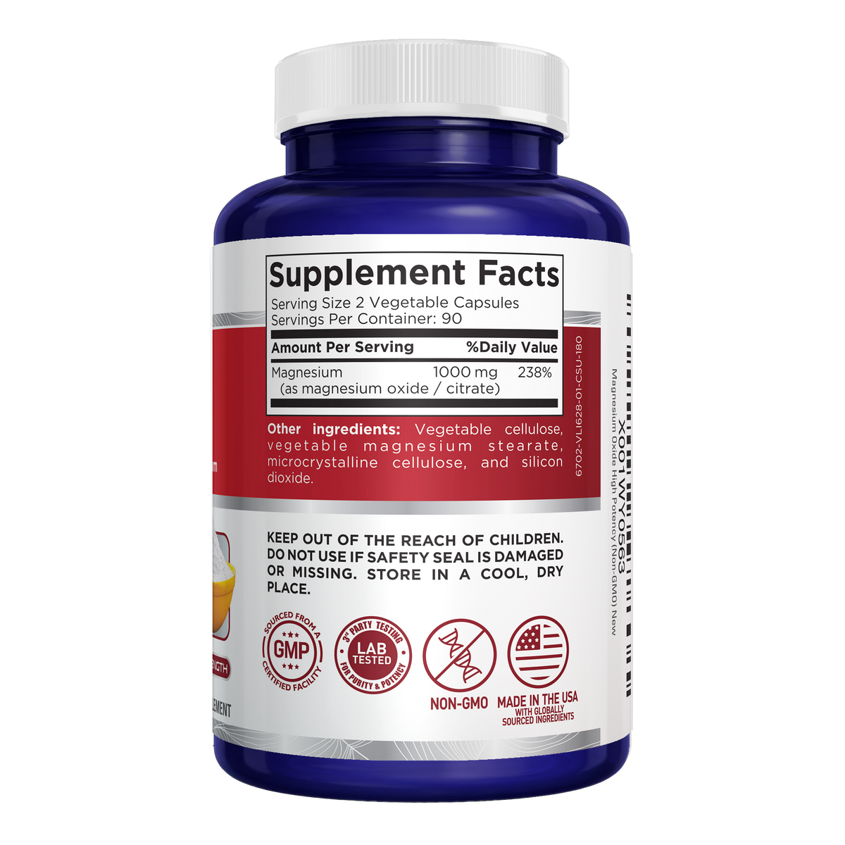 NusaPure Magnesium Oxide 1,000mg per Serving 180 Veggie Caps (Non-GMO, Vegan)