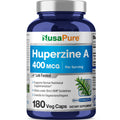 NusaPure Huperzine A 400mcg 180 Veggie Capsules (Vegetarian, Non-GMO, Vegan)