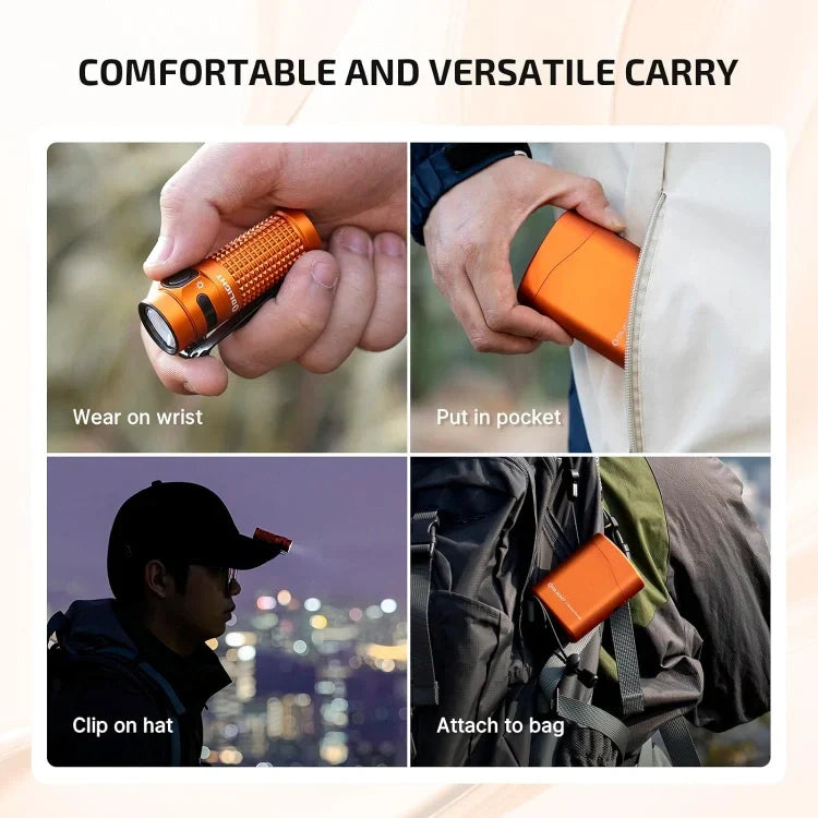 OLIGHT BATON4KITOG Baton 4 Powerful EDC Flashlight 1300 Lumens - Orange-Premium (With Charging Case)