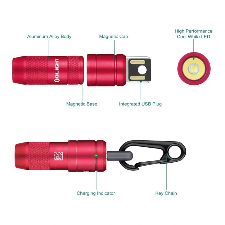 OLIGHT IMINI2PR imini 2 Rechargeable Mini Flashlight - Passionate Red