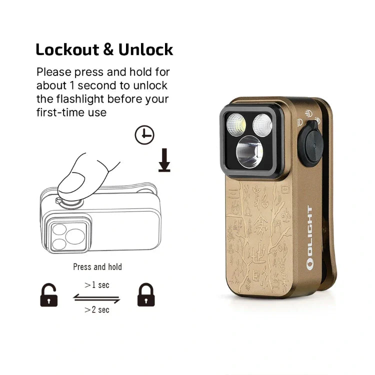 OLIGHT OCLIPPROAS Oclip Pro Clip on Flashlight with Floodlight - Ancient Script